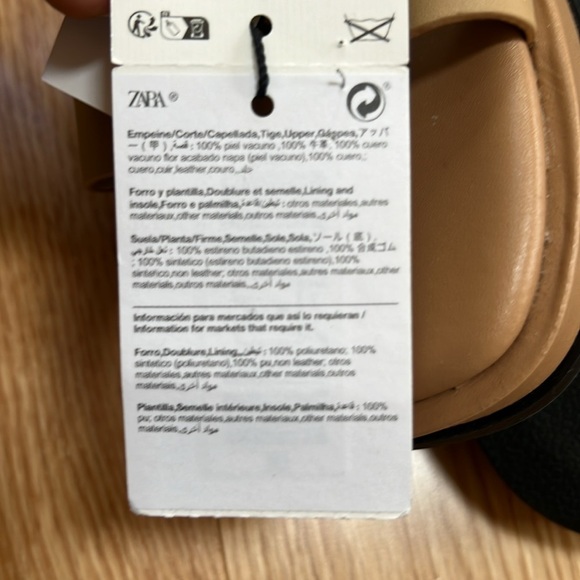 New! Zara Sz 9, beige flatform leather golden metal ankle strap sandals. - Picture 10 of 13